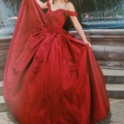 Xsmall Dark Red Quinceanera Dress
