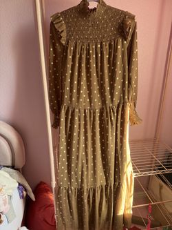 Small Maxi gold and brown polka dot dress