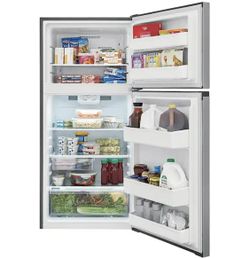 New Frigidaire - 13.9 Cu. Ft. Top-Freezer Refrigerator - Fingerprint-Resistant Stainless Steel Look Model: FFHT1425VV