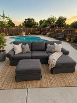 FREE DELIVERY‼️ Charcoal Gray Sectional Couch W/ Storage Ottoman