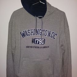 Washington DC since 1790 United States of America double sided heavy hooded sweatshirt. Super awesome with drawstring for hood and a few pockets some 
