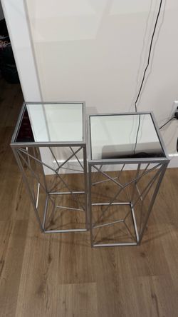 Set of Side Tables - Metal/Glass