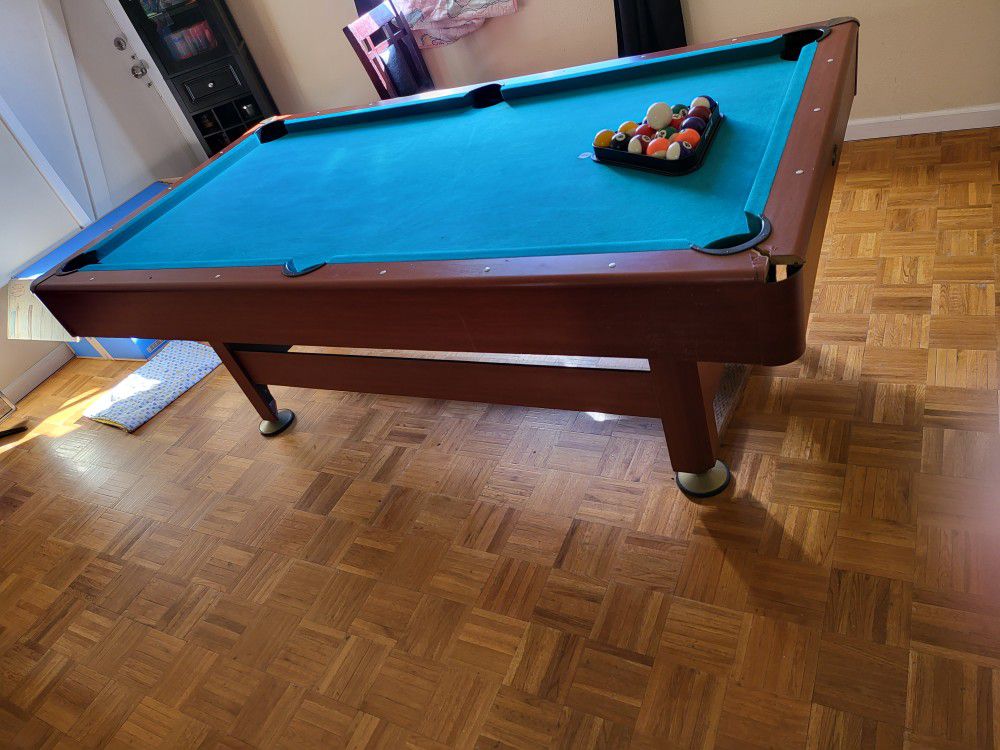 Pool Table (Total Length 7 Foot Long Width Is 46 1/2 Inches)