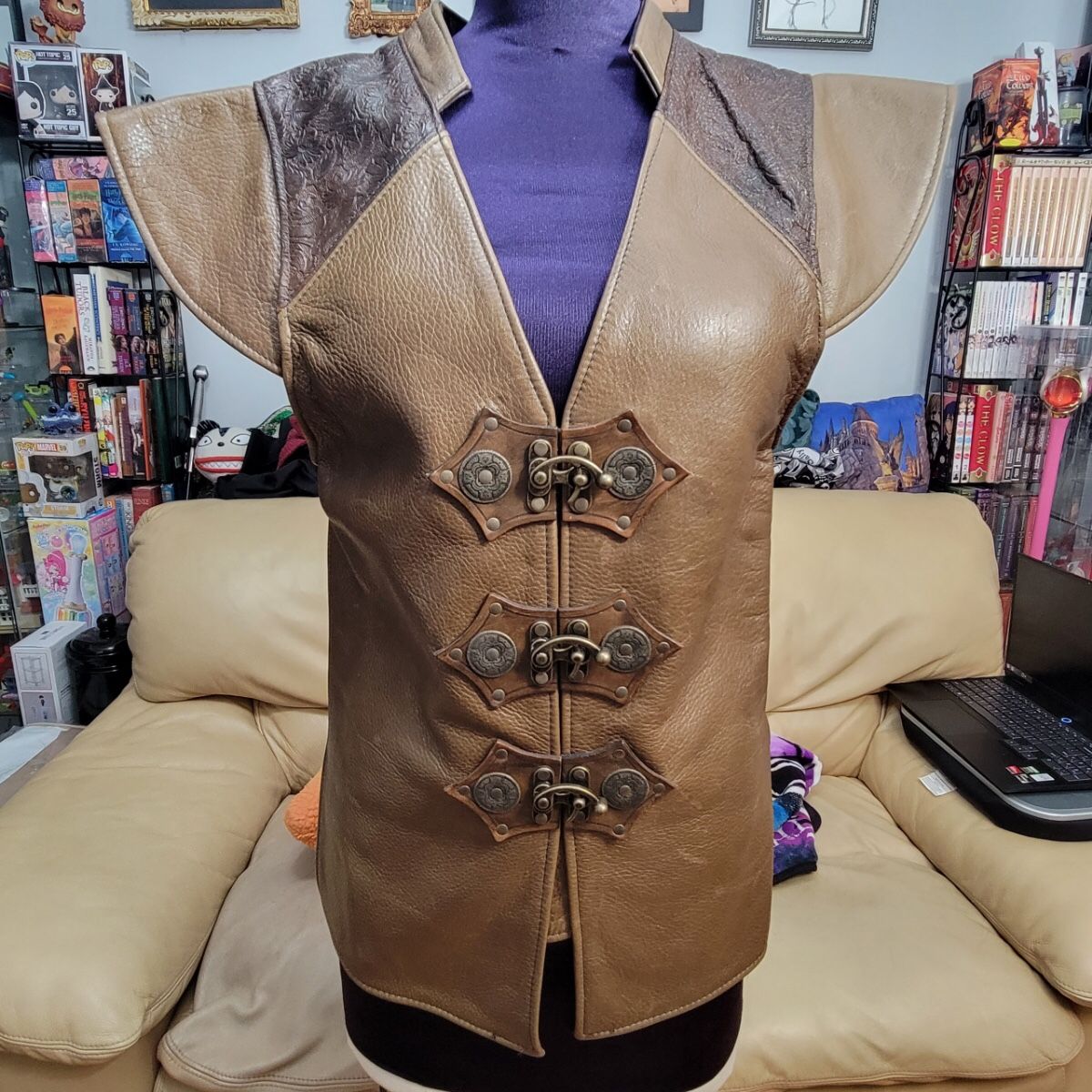 Crimson Chain Leather Vest