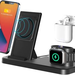 Wireless Charger 15w, Suguder 3 in 1 Qi Fast Wireless Charging Station Compatible with iWatch 8/7/6/5/4/3/2/1/SE, AirPods 3/2/Pro, iPhone 14/13/12/11/