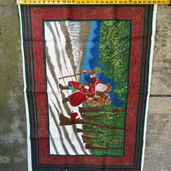 Vintage Hayim Father Christmas Santa Rug Set 2 Handmade Cotton Xmas 22x42 30x48 pair bundle