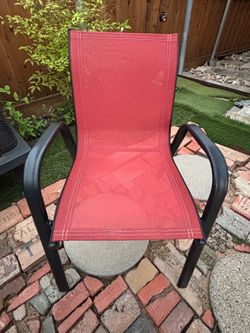 Red Sling Patio Chair with Black Frame