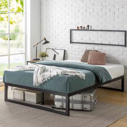 Queen Sized Black Metal Platform Bed Frame