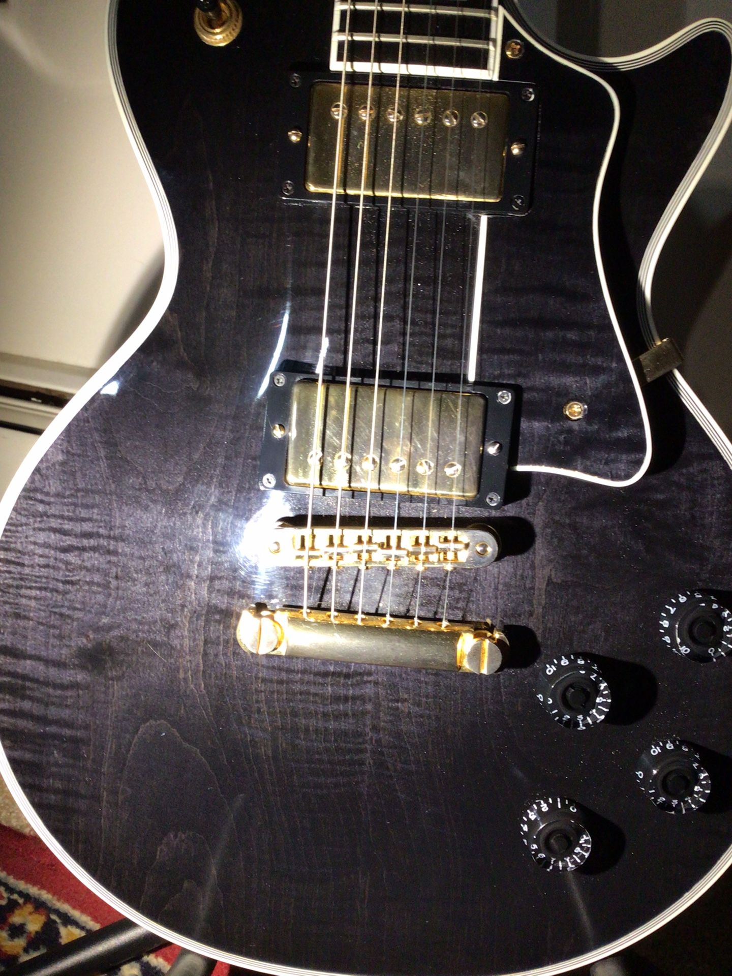 Heritage USA Les Paul Custom H157 Trans Black Flametop W/OHSC