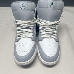 Nike Air Jordan 1 Mid Wolf Grey Midnight Navy Men’s Shoes - 12