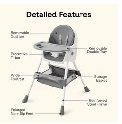 R3) HARPPA 4-in-1 Convertible High Chair for, Feeding Chair, Gray $40