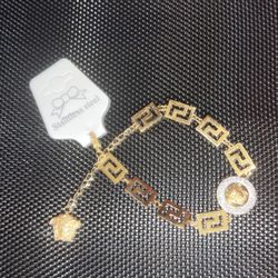 Versace Bracelet Women Stainless Steel 18 Karat Gold Plated Jewelry 