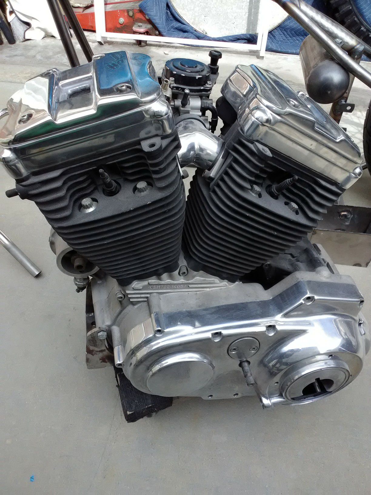 Harley Davidson motor and transmission