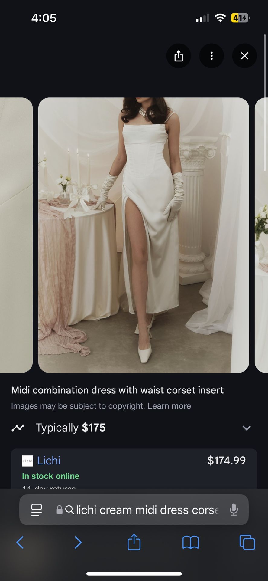 Lichi Midi Corset Dress Off White Medium