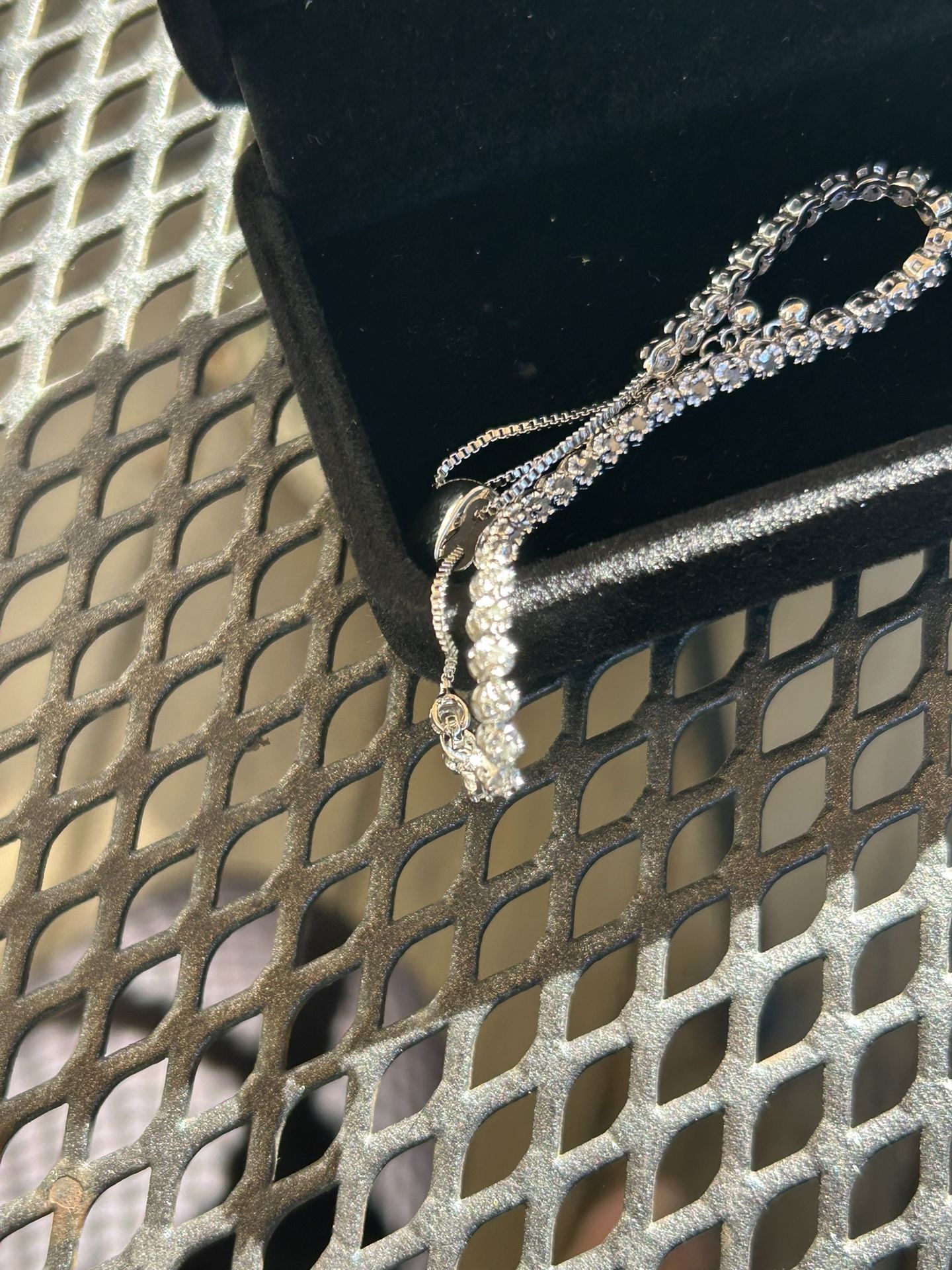 One Carat Natural Diamonds Tennis Bracelet On Platinum Overlay