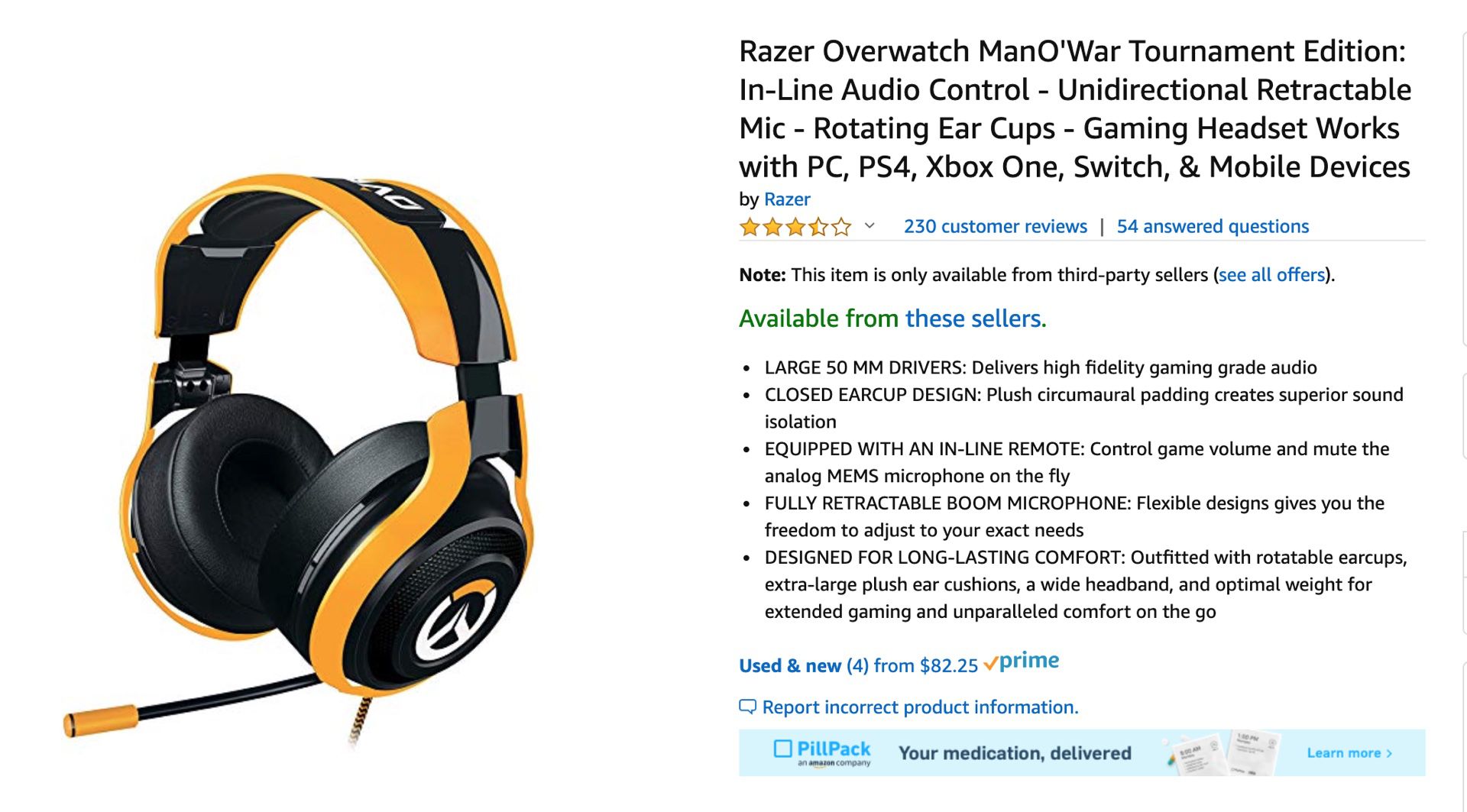 Razer overwatch gaming headphone