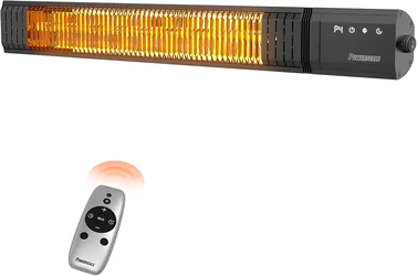 Indoor/Outdoor Infrared Heater 1500W with RemotePowerscale Infrared Heater 1500W with Remote, 2.5s Instant Heat & Memory Function, Electric Patio Heat