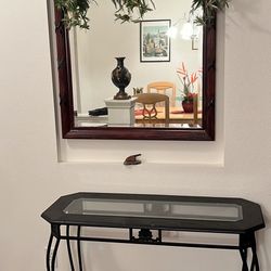 Glass & Metal Console Table – 39” Wide – Modern Black Finish