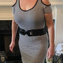 Large Black And White Dress With Belt