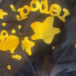 sp5der Beluga Hoodie Onyx/yellow Large 100% Authentic 