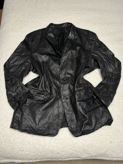 Alfani Women Black Genuine Leather Blazer Style Jacket