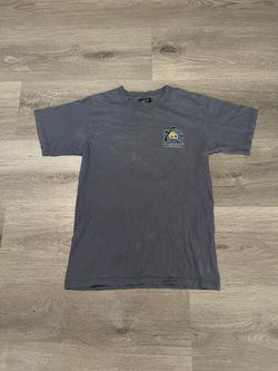 Vintage Performance Mens Surfwear Hawaii Island Turtle Map Blue Shirt