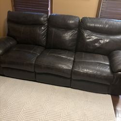 Charcoal Gray Leather Sofa  & Love Seat 