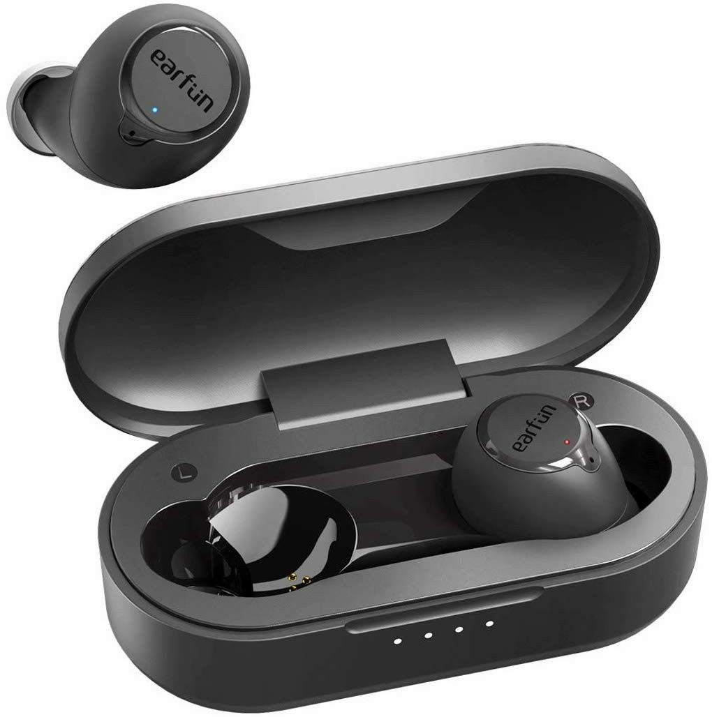 Wireless Earbuds, EarFun Free Bluetooth 5.0 Earbuds with Qi Wireless Charging Case, USB-C Quick Charge, IPX7 Waterproof, Deep Bass, 30H Playtime