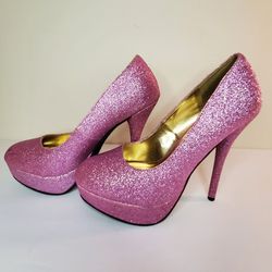 Charlotte Russe Ladies Pink Shimmery Heels Stilettos 