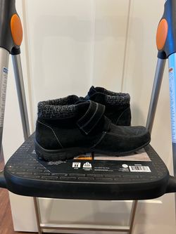 Black Suede Ankle Boots with Knit Collar