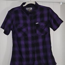 Dixxon Flannel Co Womens Medium Bamboo Purple Collared Snap Button Shirt