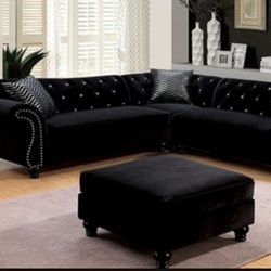 Brand New Black Elegant Sectional Sofa (Ottoman Sold Separately)