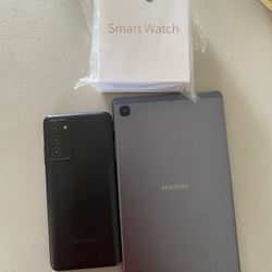 Samsung Tablet And Samsung Phone And A  Smart Watch