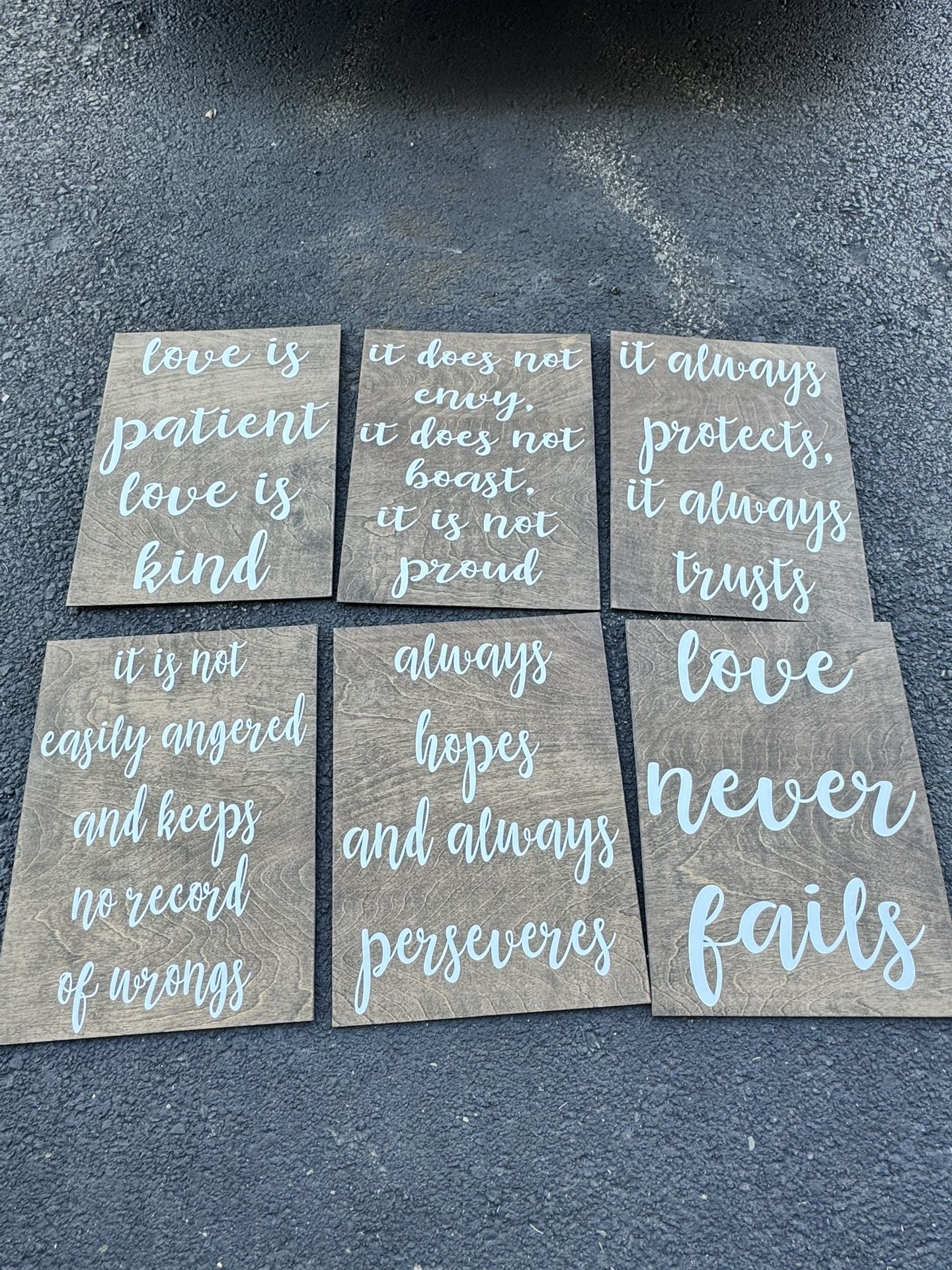 Set of 6 Corinthians 13 Wedding Aisle Signs