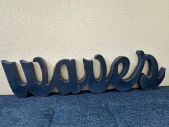 Wooden letters WAVES wall decor