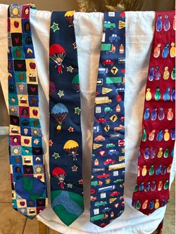 Lot of 4 Vintage "Save the Children" Novelty Silk Ties - Rare