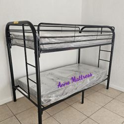NEW IN BOX - TWIN/ TWIN METAL BUNK BED 😊 MATTRESSES SOLD SEPARATELY