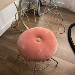 Pink And Gold Vintage Swivel Chair 