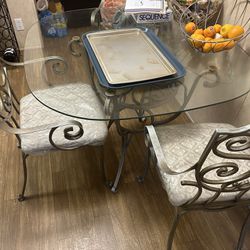 Glass Dining room table With 3 Chairs