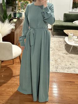 NEW Green Blue Long Sleeve Maxi Dress