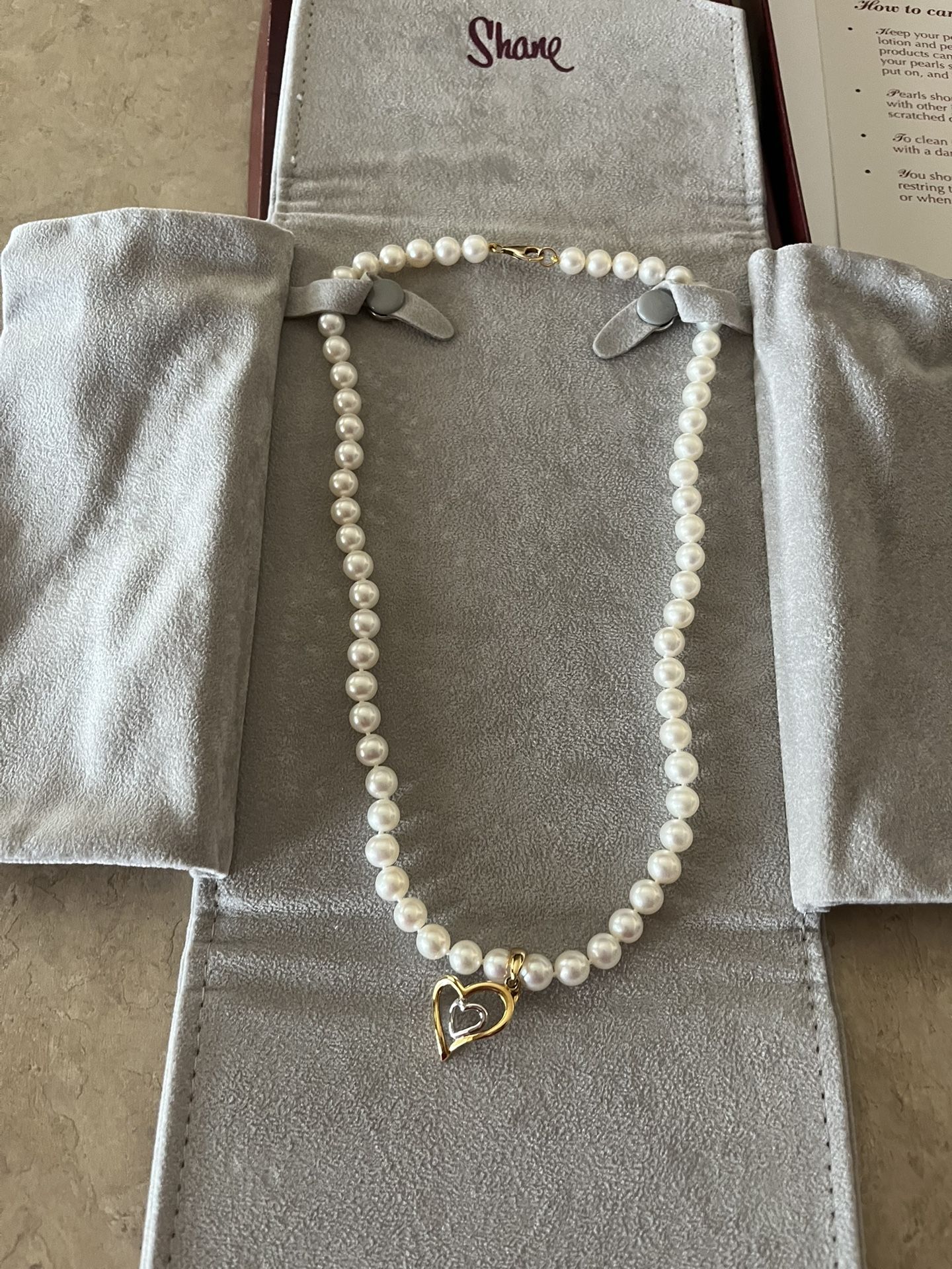 Freshwater Pearl Necklace With Heart Pendant