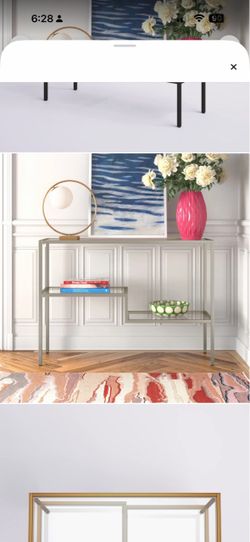 Modern Metal Console Table with Glass Shelves