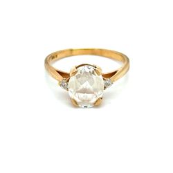 10K Gold Oval Shaped Stone/Diamonds Ring