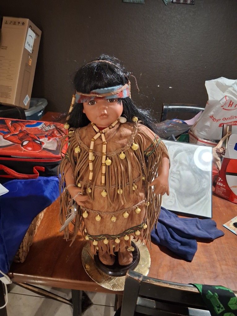 Porcelain Native American Doll