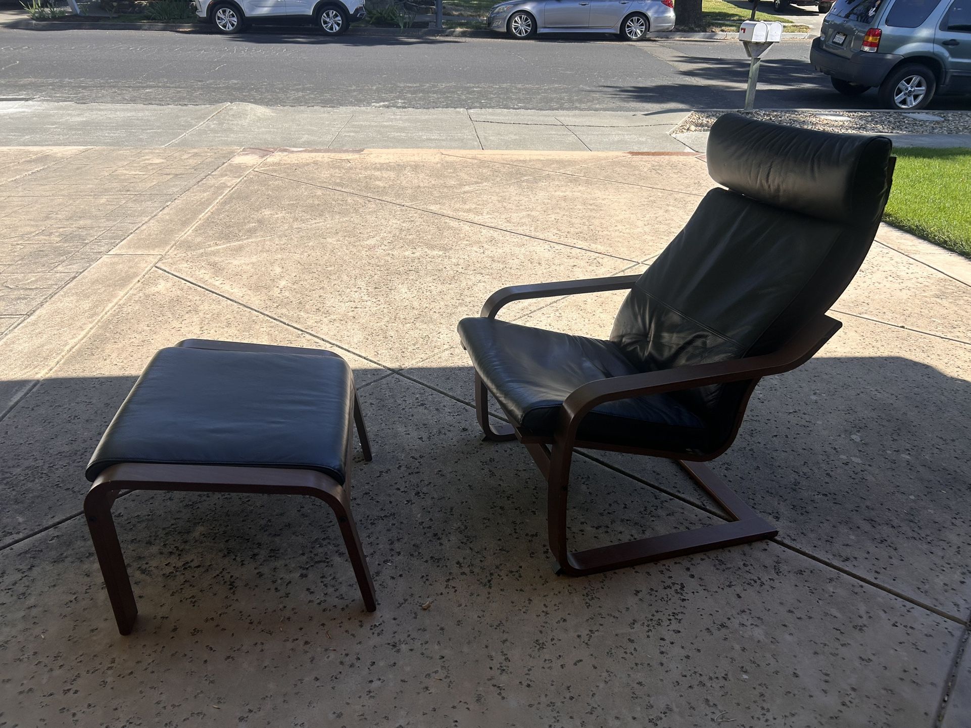 Poang chair and footstool