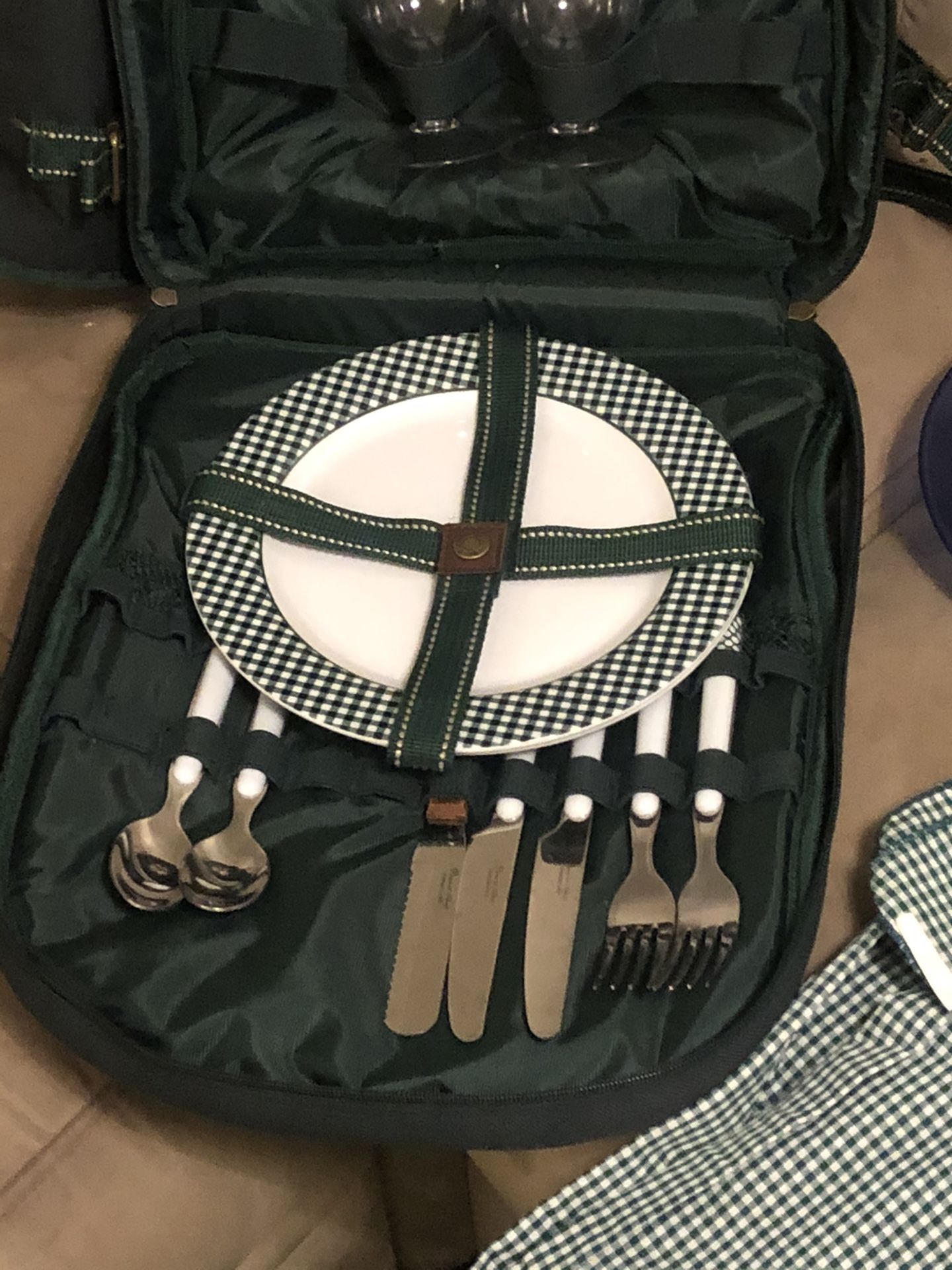 Picnic wine book bag with table cloth and essentials