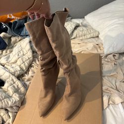 Cute Knee Boots Tan Colored