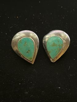 Sterling Silver Turquoise Teardrop Clip On Earrings