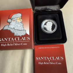 2014 1oz PERTH MINT SANTA CLAUS HIGH RELIEF SILVER COIN