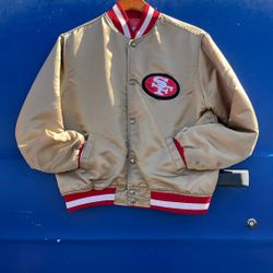 Vintage San Francisco 49ers NFL Authentic Pro Line Gold Satin Bomber